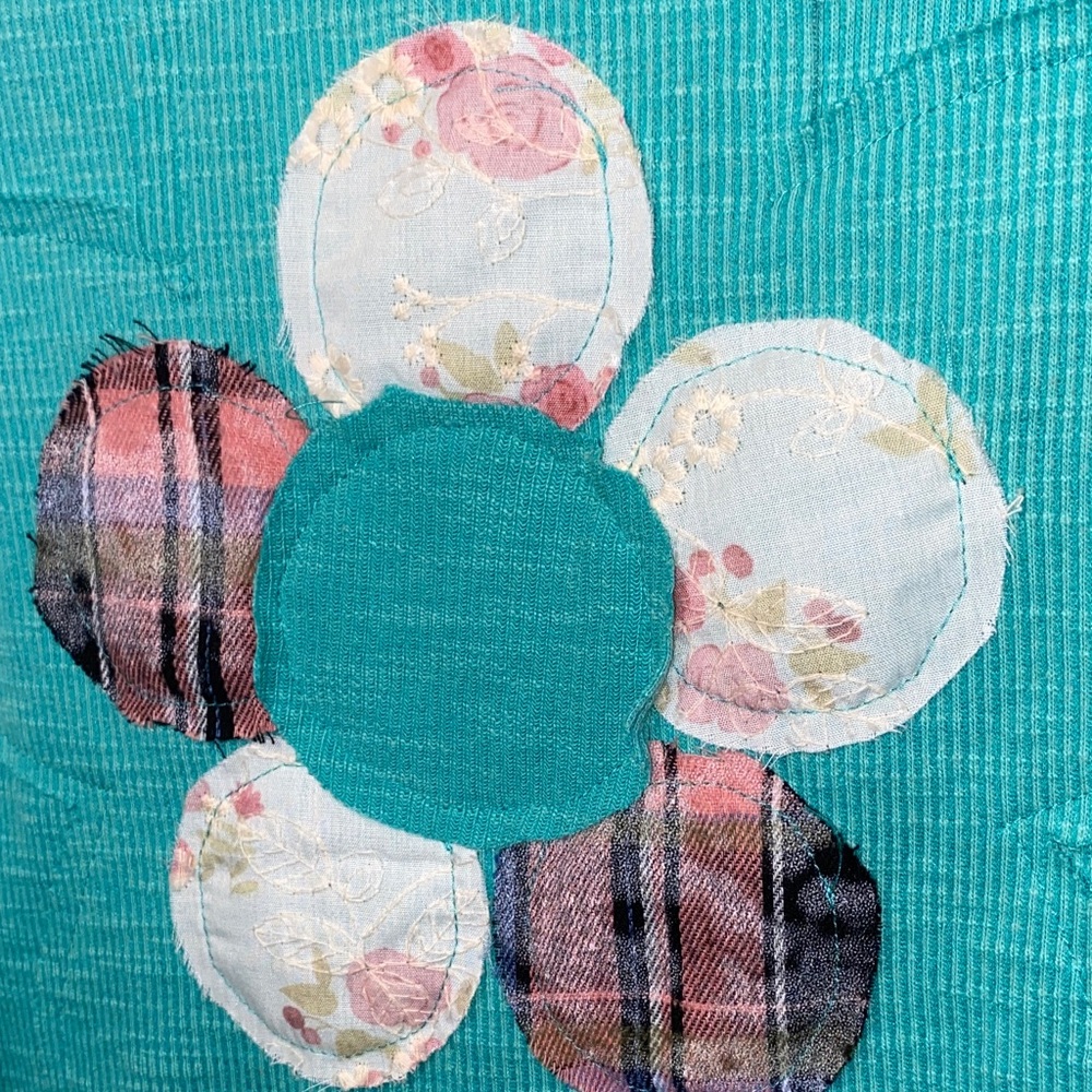 POL Teal Floral Patchwork Top - Picture 5 of 5